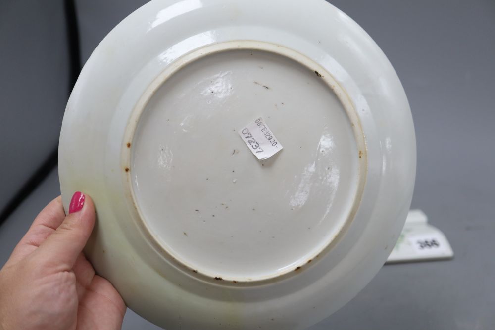 A group of four Chinese ceramics, two bowls, plate and chopstick stand